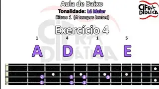 Aula de Baixo para INICIANTES (A D A E) Tonalidade de L&aacute; Maior