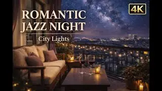 🌙 Romantik Balkon Gecesi | City Lights & Cozy Jazz • 4K Ambience