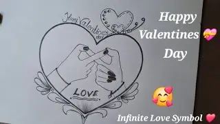 Valentines Day Special Drawing | How To Draw Infinite Love Symbol With Couple Hand | Pencil Sketch |