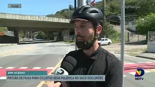 Pintura de faixa para ciclistas gera polêmica no Saco dos Limões, em Florianópolis