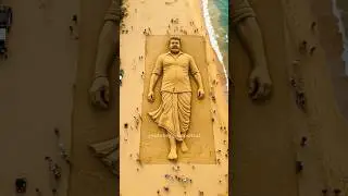 Mohanlal Fans Gather at Kovalam Beach to See the HUGE Sand Sculpture
