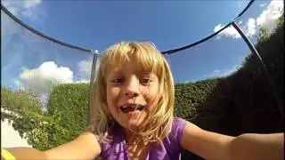 My first Gopro test video - August 2013 Hero3Black - Kids on trampoline and throwing gopro