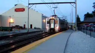 South Shore Line Train Pulling Into Carroll Avenue Station