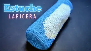 Lapicera tejida a crochet en cilindro