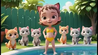 Six Little Kittens Jumping in the Pool | Fun Pool Party Song for Kids | Splashing Kitten Adventure