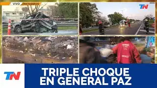 Brutal triple choque entre dos autos y una camioneta en la General Paz