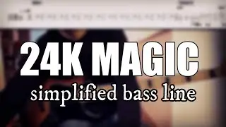 24k Magic - Bruno Mars | Simplified bass line with tabs #158