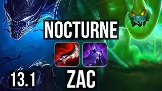 NOCTURNE vs ZAC (JNG) | 6 solo kills, 600+ games, 1.1M mastery, Dominating | EUW Diamond | 13.1