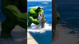 Ocean monster vs Hulk 😡Water side shark attack