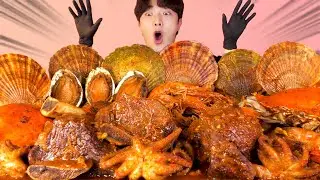 MUKBANG ASMRㅣСплошная Загрязнение морской воды Еда🍖Spicy Seafood Korean Seafood Hoony Eating Sound