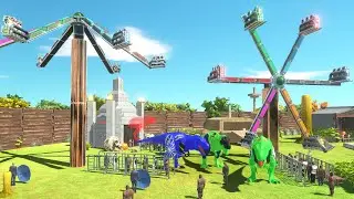 T-rex Dinosaur Disrupts The Amusement Park- Animal Revolt Battle Simulator