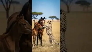Will the horse successfully fight back You witness the epic showdown #horses #wildlife #nature