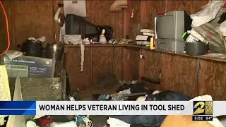 Woman helps veteran living in tool shed
