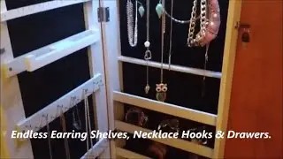 Jewelry Armoire Mirror With Interior LED Light And Easy Install Door Mount Unboxed Installed MrAlanC
