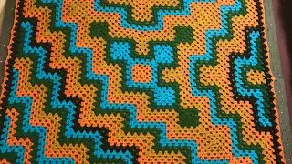 3 prong granny ripple style  blanket pt.2