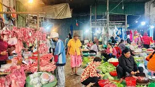 Under Raining On The Street Market Tour - Cambodian People Hardworking & Friendly 