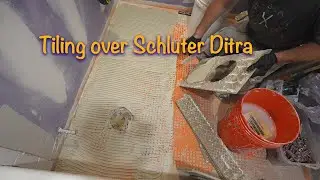 Setting tile over Schluter&reg; DITRA #shorts #Youtubeshorts #diy