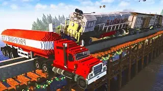 Train Crashes On Wooden Bridge #2 | Teardown