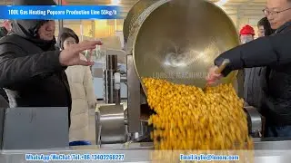 Auto Popcorn Line: 100L Gas Popcorn Machine for Factory 55kg/h #gaspopcornline #factorypopcorn