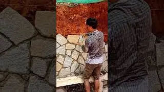 How to build a wall with granite...#home #keraladesigns #walmark #architecture
