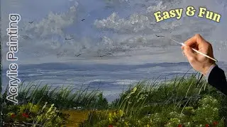 Acrylic painting  Seascape Painting Easy Beginner Lesson