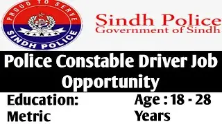 THE POST OF POLICE CONSTABLE DRIVER (BPS-5) IN KARACHI RANGE JOBS 2020