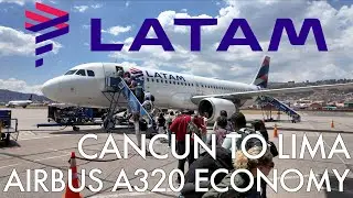 LATAM Airline economy class from Cancun, Mexico to Lima, Peru onboard Airbus A320 라탐항공 캔쿤에서 리마