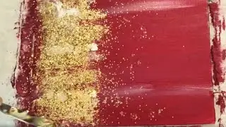 Easy Crushed Glass Glitter Art | Red and #goldglitter #Abstract #canvaspainting