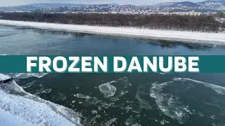 Frozen Danube in Hungary (4K) | Rare Winter Aerial Footage