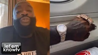Rick Ross Flexing Crazy Jewelry On His Private Jet On His Way Back Home After European Tour