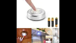 Night Cupboard Light Wireless Led Push Lamp Cool White Battery Powered Wall Lamps Closet Car Trunk