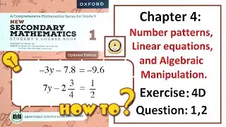 Exercise 4D Questions 1 & 2 (Algebra) – Math Class 6 Army Public School (APS).