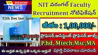 NIT Warangal Faculty Recruitment Notification 2025 || NIT Warangal || Teaching jobs || govt jobs ||