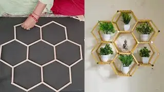 Красивая полка для цветов, которую можно сделать для украшения стены _ Палочки для мороженого сво...