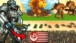 Can T-60 POWER ARMOR Hold DEATH TUNNEL vs 8,000,000 DEATH CLAW Invasion?! - UEBS 2: Fallout Mod