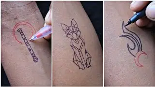 fox tattoo in vector style || p letter tattoo in fluit style & tribal tattoo with unique style 😲