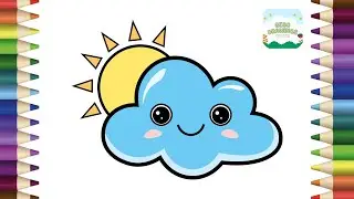How To Draw A Cloud | Cute Cloud And Sun Drawing | Clouds Drawing | Draw A Cute Cloud Step By Step