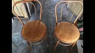 Dining chairs refurbished and client like her new chairs