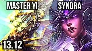 MASTER YI vs SYNDRA (MID) | 10/1/4, 2.2M mastery, 1100+ games, Legendary | KR Master | 13.12