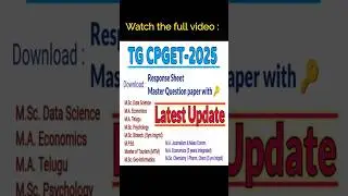 Response Sheets & Master Question Papers with Answer Key 🔑 : TG CPGET-2025