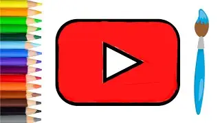 How to draw YouTube icons, Simple drawing technique for kids, coloring pages, Just draw #icons #kids
