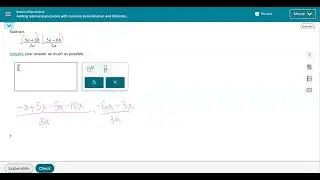 Adding rational expressions with common denominators and binomial numerators