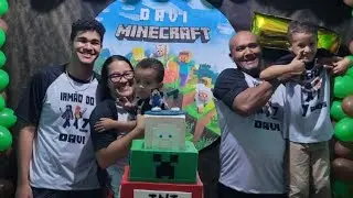 ANIVERS&Aacute;RIO DE 7 ANOS DO MEU FILHO DAVI #bolominecraft #festaminecraft