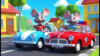 Mouse Races the Little Police Car | Funny and Cute Kids Nursery Rhyme Animation