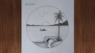 How to Draw River Side Scenery Step by Step | Easy Pencil Drawing for Beginners