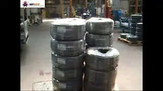 cable coil handling system of coiling, film packaging around