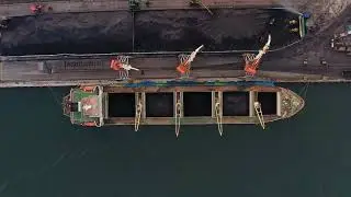 Adult Swim Bump: Time Lapse of Port Cranes loading a Cargo Ship with Coal (FANMADE)