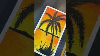 Easy way to paint a sunset / acrylic painting idea for beginners#shorts #artvideo #artideas #sunset