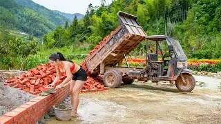 TIMELAPSE -- Young Woman Builds Massive Wall with 10,000 Bricks in Just 5 Hours