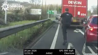 Gwent Police footage of a dangerous driver,